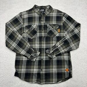 Off the Grid Long Sleeve Button Down Flannel Shirt Black Men's Size Large